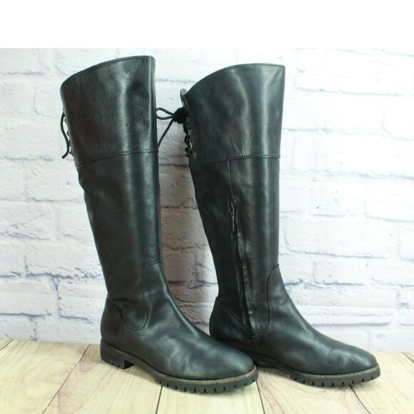 Cole Haan Air Kensington Black Leather Waterproof Knee High Boots Size 7.5 B - Picture 4 of 11